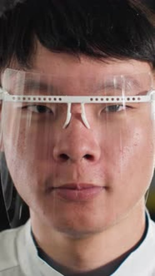 Person Wearing Clear Protective Face Shield Close Up