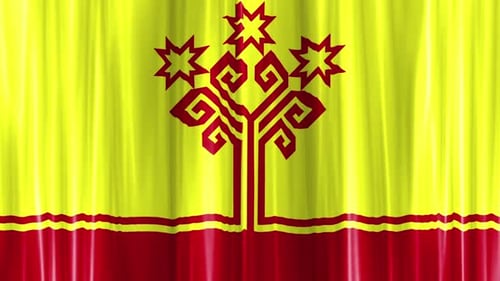 Waving Yellow and Red Decorative Flag Curtain Loop