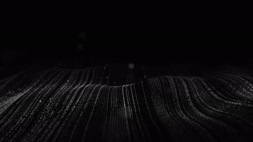 Black vector wave space. 4k 60fps VJ loop. Animation data visualize with line and noise displacement