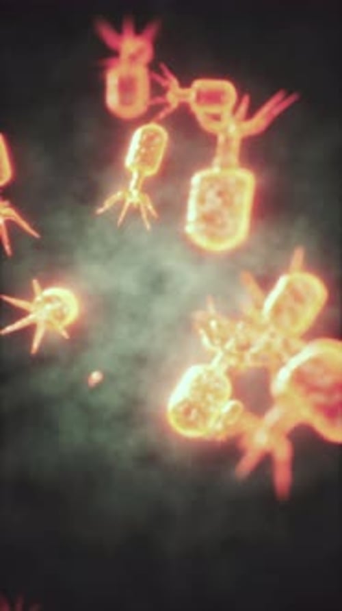 Virus Cells or Bacterias Under Microscope