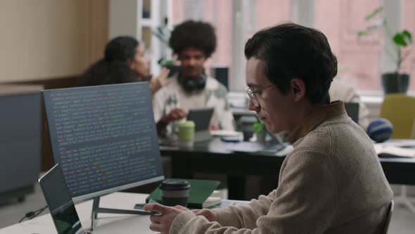 Young Male Programmer Coding in Office, Business, Corporate Stock ...