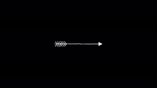 Vow Collection: Hand drawn loop element of an arrow design appearing from right to left on black bac