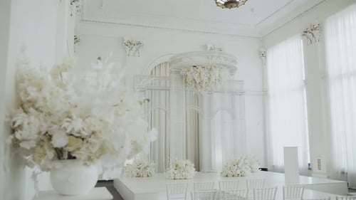Wedding Decorations in an Elegant White Room