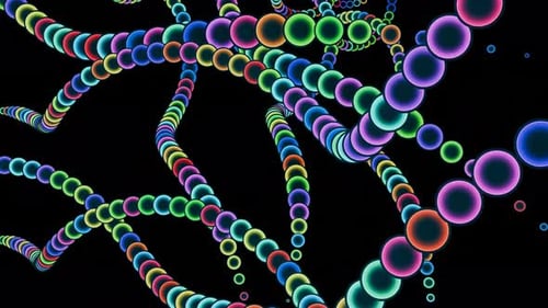 Des serpents dansants amusants avec des ballons aux couleurs vives dans une boucle transparente