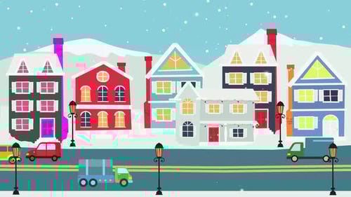 Snow Fall Christmas Town Animation