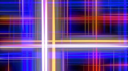 Abstract Colorful Glowing Grid Lines animation. 4k square geometric line
