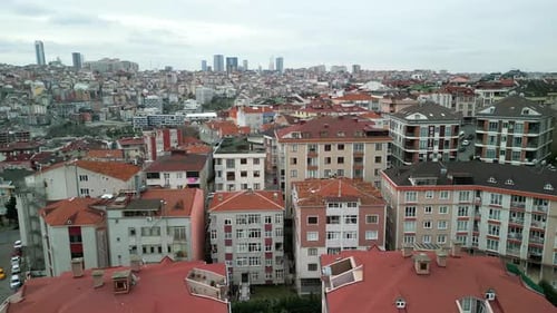Aerial footage of Istanbul's hillside housing complexes
