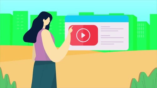 Frau Klicken Sie auf die Wiedergabetaste, um Online-Video 4K abzuspielen