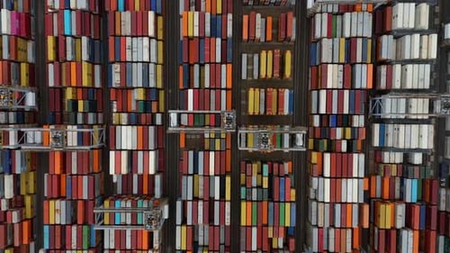 Aerial View of Colorful Shipping Containers