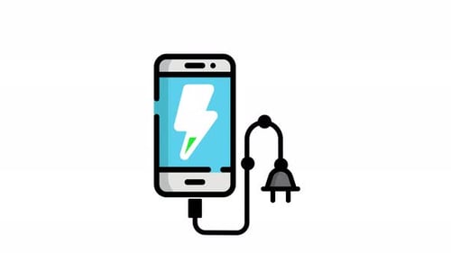 Flat Design Smartphone Charging Icon Animation