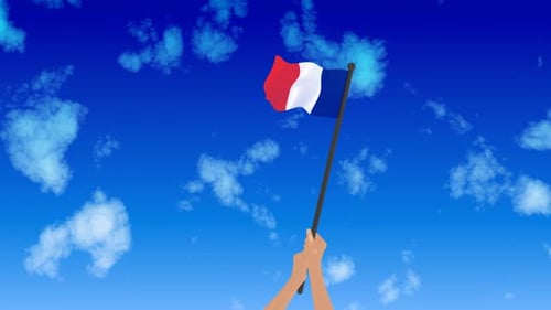 Animated French Flag Waving in Sky for National Celebrations