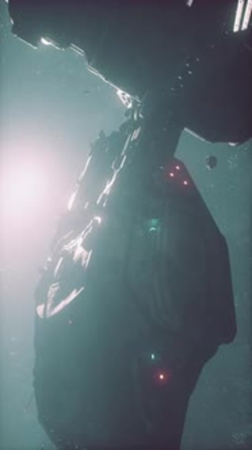 The Alien Vehicle Glides Through the Endless Expanse of the Cosmos Vertical