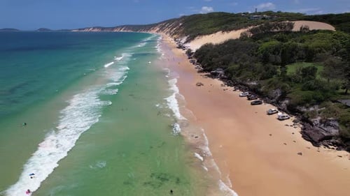 Drone Perspective Showcasing Rainbow Beach’s Beauty