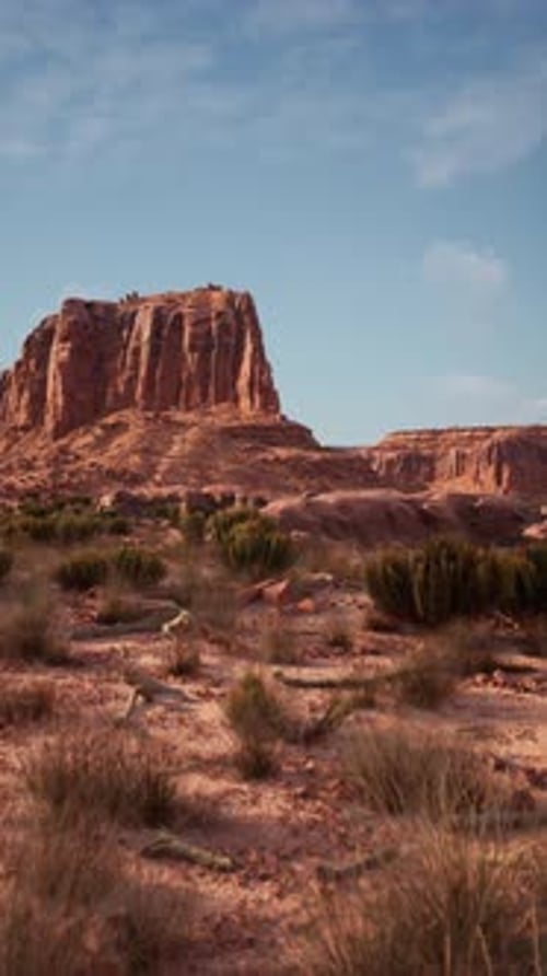 Barren Desert Landscape With Distant Mountain