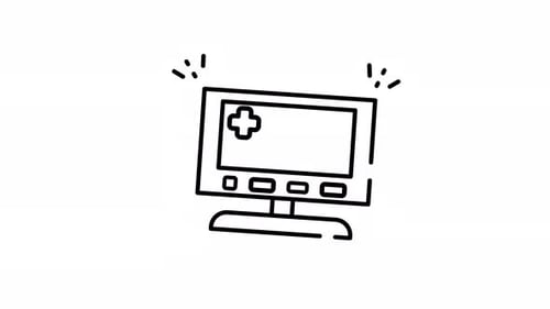 Heart monitor screen icon outline for vital signs and medical animation
