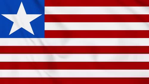 Realistic Waving Liberia Flag Seamless Loop Animation