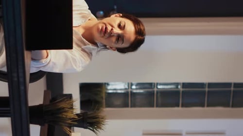 Vertical Video Multiethnic Team of People Brainstorming Ideas in Office