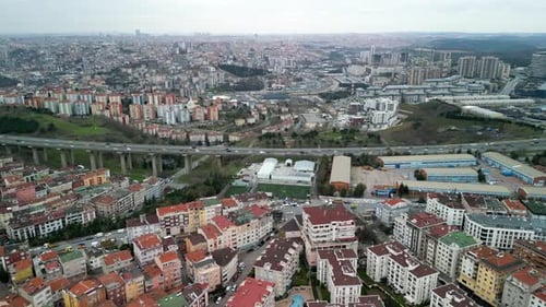 footage of Istanbul's hilly residential areas captured by drone