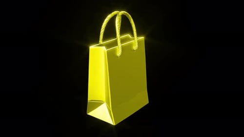 Neon Glowing Shopping Bag Color Loop Animation