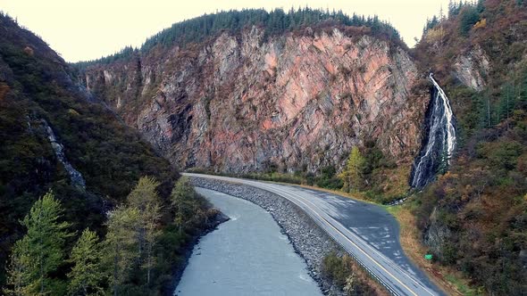 4k 60 fps aerial video moving through Keystone Canyon, on the road to ...