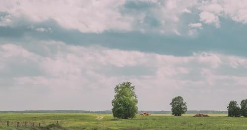 Sky On Horizon Above Rural Landscape Meadow