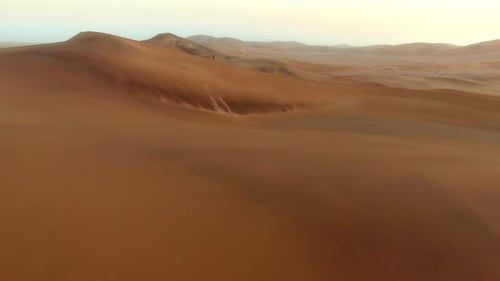 Desert, landscape and drone, sand with travel and space, nature and outdoor aerial view
