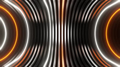 Orange And White Neon Oval Side Tunnel Background Vj Loop In 4K