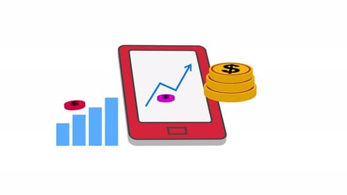 Animated Mobile Financial Growth Statistics Flat Design