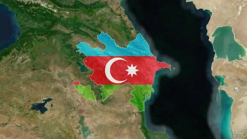 World Map Zoom to Azerbaijan Flag Reveal Animation