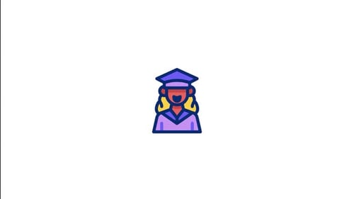 Animated Flat Design Graduation Person Icon
