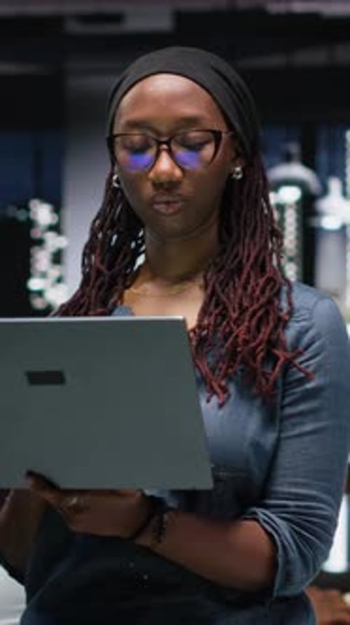 Vertical Video Programmer in Office Developing Complex Machine Learning Algorithms