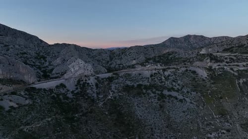 Makarska Riviera in Croatia, drone aerial view ocean with mountains in Croatia. south croatia landsc