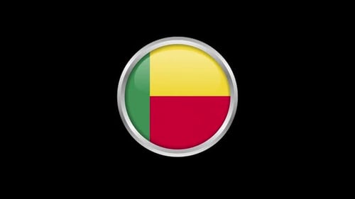 Animated Benin Flag Glossy Circular Button
