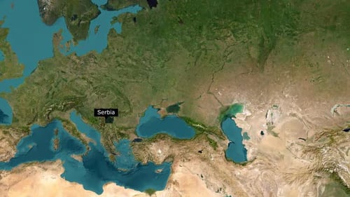 Serbia Map with Flag Reveal and Country Zoom Animation