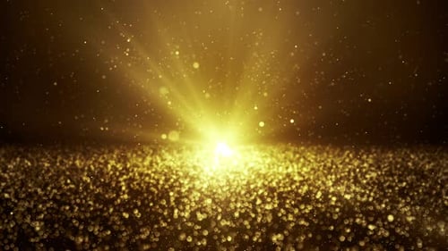 Golden Sparkling Particle Light Background Loop