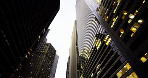 Looking Up at Modern Corporate Skyscraper Architecture