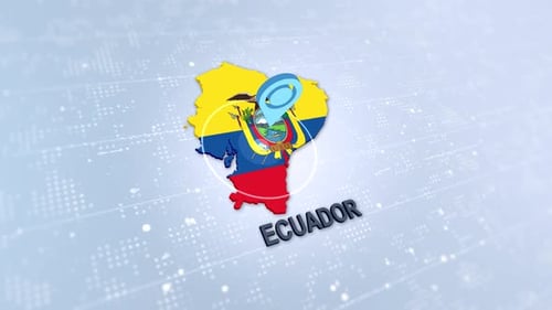 Ecuador Map with Location Pin Drop 3D Animation