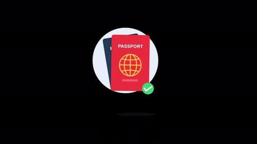Passport with Approved Icon. Approved Passport Concept Animation Video - Transparent