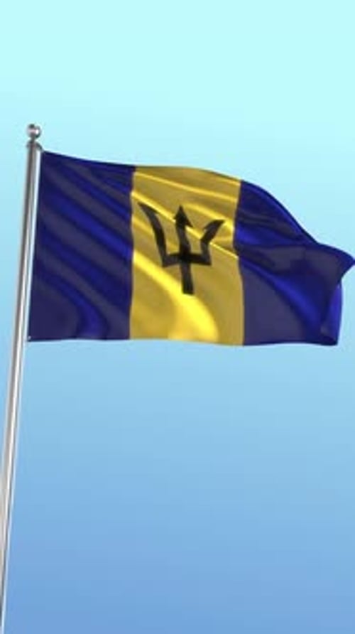 Barbados Flag Waving Realistic Animation