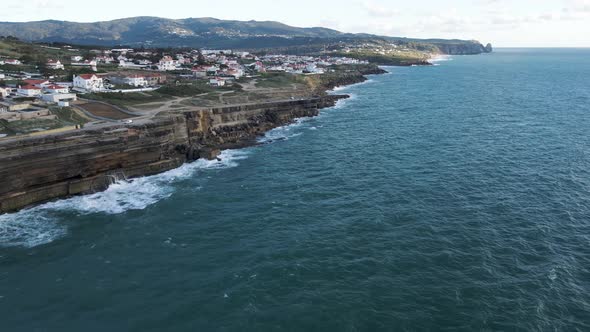 Aerial view of Azenhas do Mar, Colares, Portugal., Overhead Stock ...