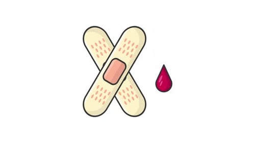 Animated Medical First Aid Bandage and Blood Drop Icon