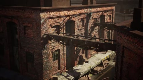 Abandoned Brick Factory Collapsing Over Time in a Neglected Industrial Area