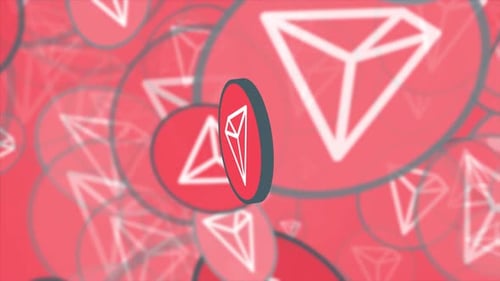 Tron Coin 3d Logo Animation With Gradient Abstract Background