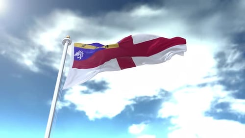 Realistic 3D Flag Waving in Clear Sky Animation