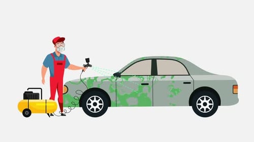 Car Painting Service Flat Design Animation