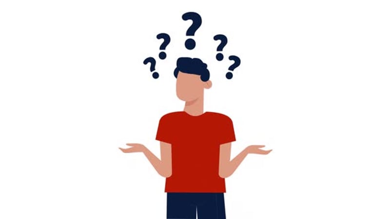 Flat Design Man Thinking with Question Marks Animation, Backgrounds ...