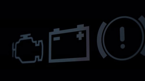 Car Warning Lights Display on Dashboard