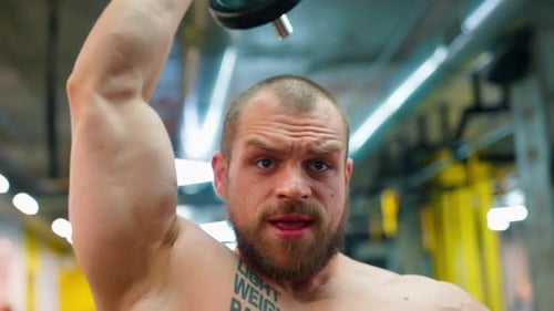 Triceps Bodybuilder Hard Work In Gym