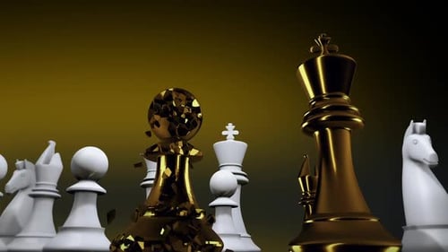 Golden Chess Pawn Shattering and Reforming Animation