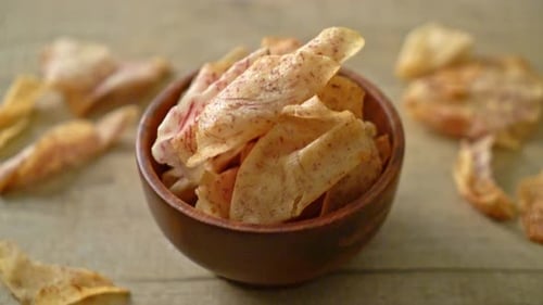 Bowl of Taro Chips, Delicious Snack